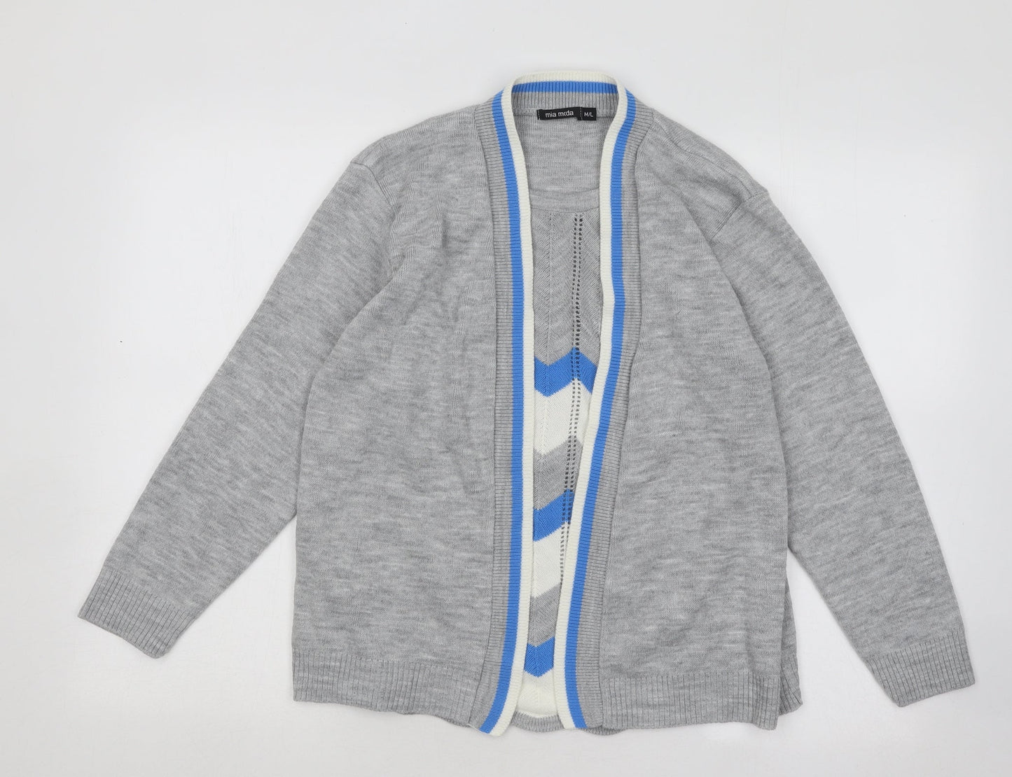 Womens UK Size L Mia Moda Grey Pullover Jumper
