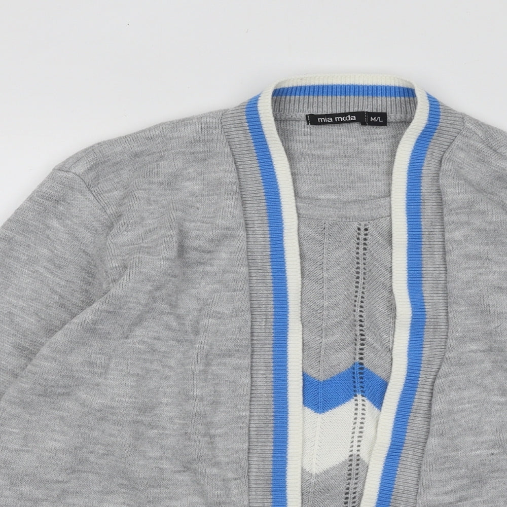 Womens UK Size L Mia Moda Grey Pullover Jumper