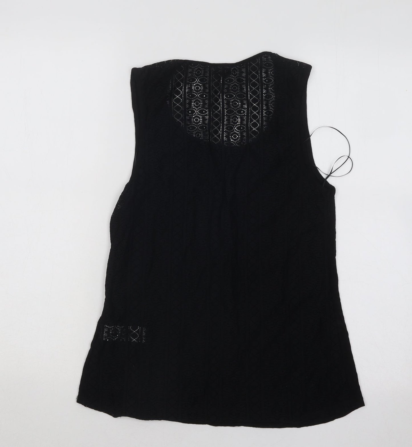 New Look Womens Black Geometric Viscose Basic Tank Size 10 Round Neck