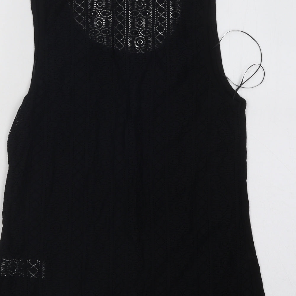 New Look Womens Black Geometric Viscose Basic Tank Size 10 Round Neck
