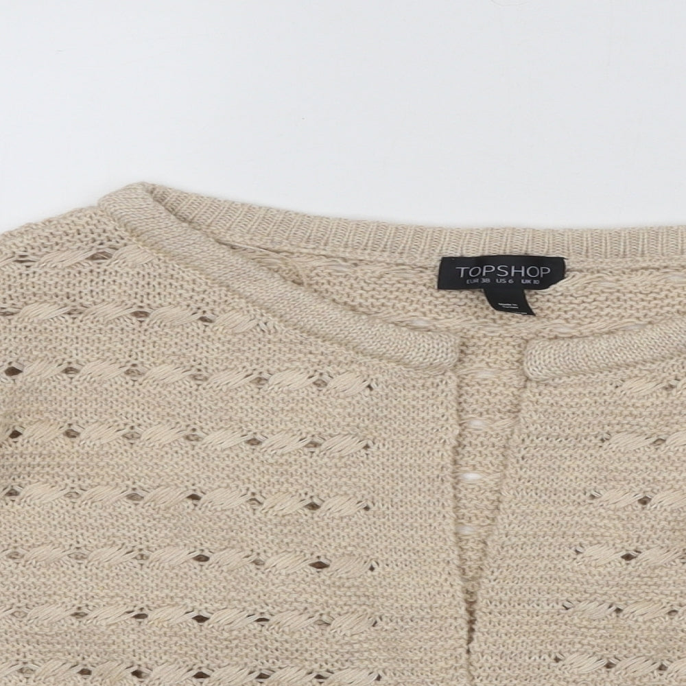 Womens UK Size 10 Topshop Beige Cardigan Jumper