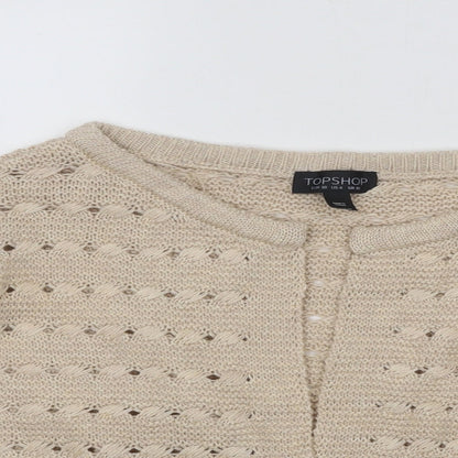 Womens UK Size 10 Topshop Beige Cardigan Jumper