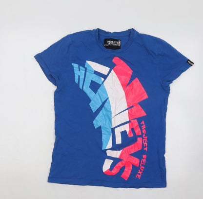 Womens UK Size  Henleys Blue Basic T-Shirt