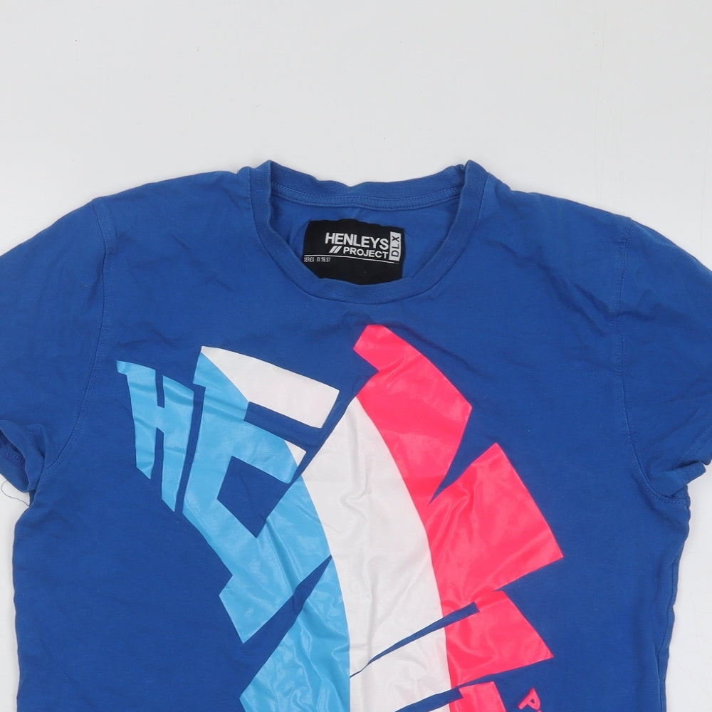 Womens UK Size  Henleys Blue Basic T-Shirt