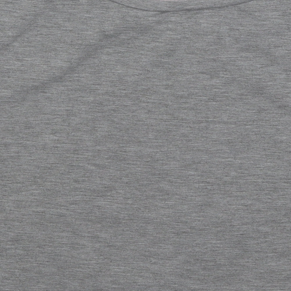 Miss Selfridge Womens Grey Geometric Cotton Basic T-Shirt Size 6 Round Neck - Lace Detail