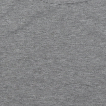 Miss Selfridge Womens Grey Geometric Cotton Basic T-Shirt Size 6 Round Neck - Lace Detail