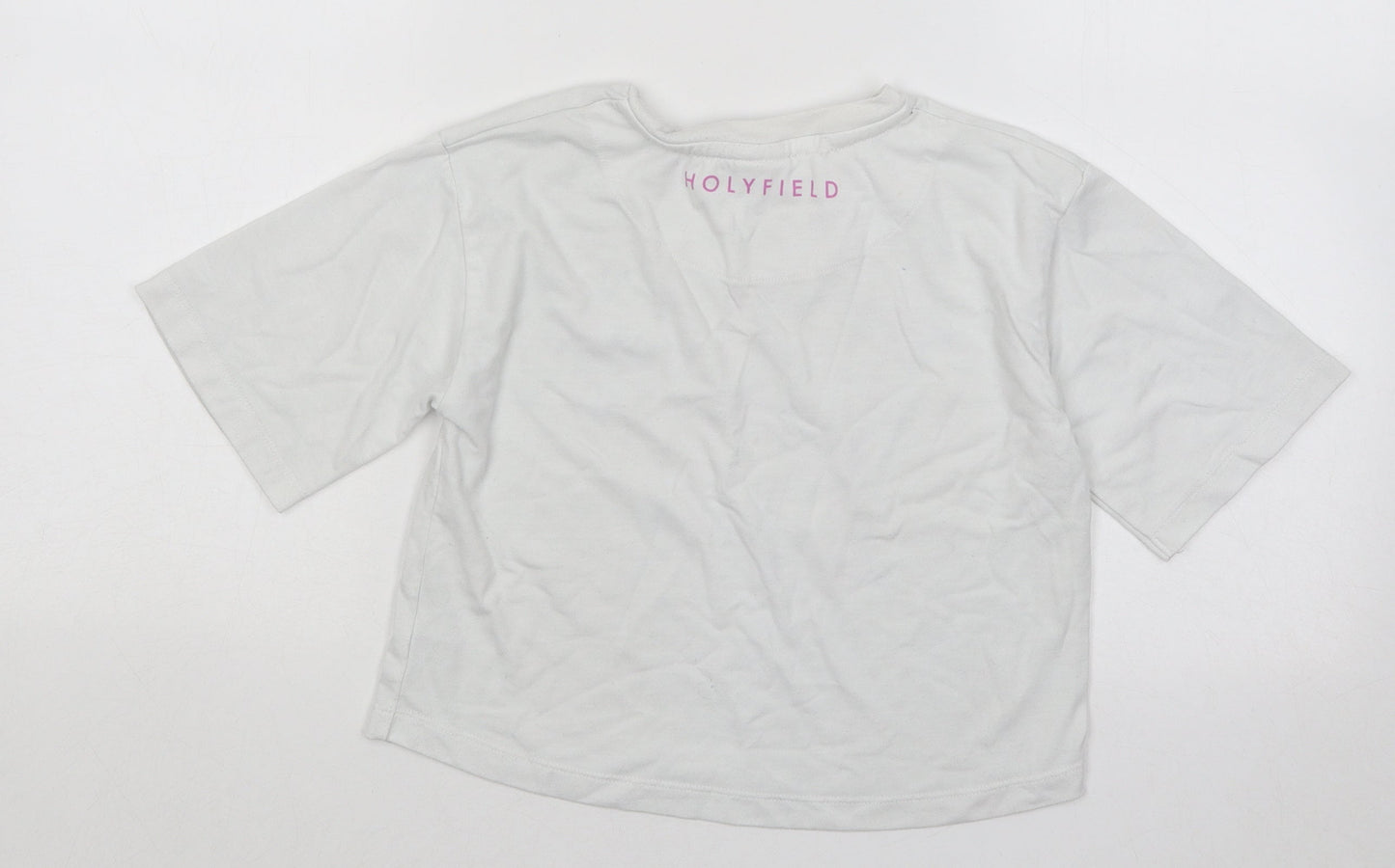 Holyfield Girls White Cotton Basic T-Shirt Size 9-10 Years Round Neck Pullover