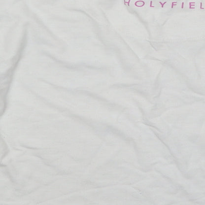 Holyfield Girls White Cotton Basic T-Shirt Size 9-10 Years Round Neck Pullover