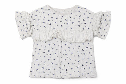 NEXT Girls White Floral Cotton Basic T-Shirt Size 8 Years Round Neck Pullover