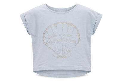 TU Girls Blue Cotton Basic T-Shirt Size 4 Years Round Neck Pullover - Shell