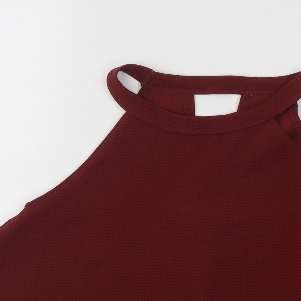 Boohoo Womens Purple Cotton Basic Tank Size 14 Round Neck