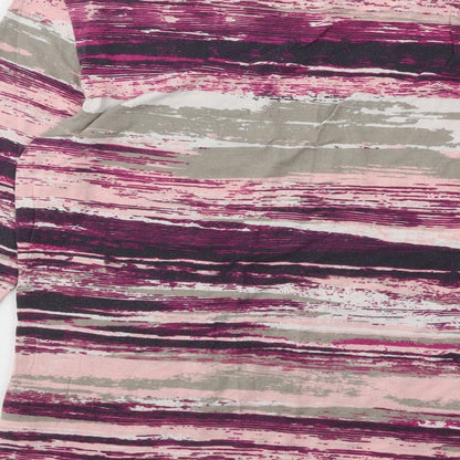 Damart Womens Multicoloured Geometric Cotton Basic T-Shirt Size 10 Round Neck