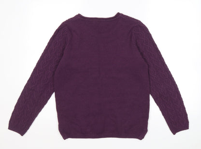 Womens UK Size 10 Isle Essentials Purple Pullover Jumper