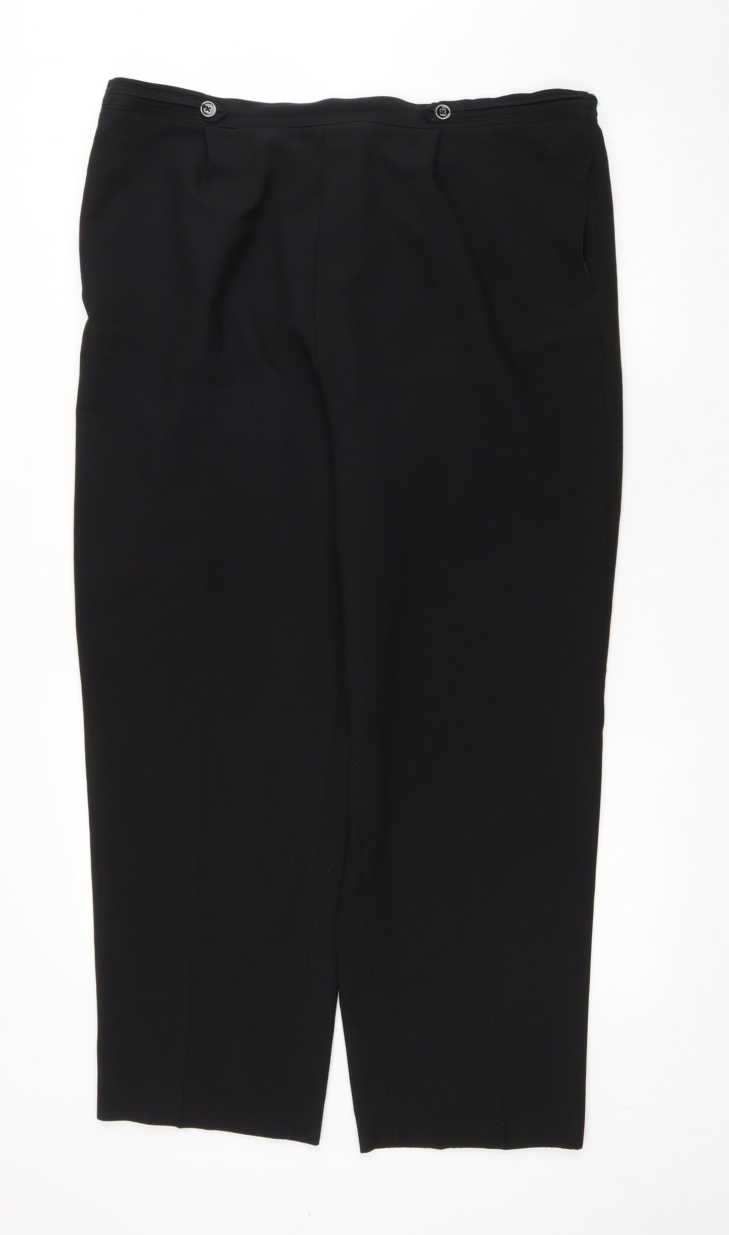 BM Womens Black Polyester Trousers Size 18 L27 in Regular Drawstring