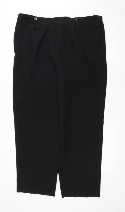 BM Womens Black Polyester Trousers Size 18 L27 in Regular Drawstring