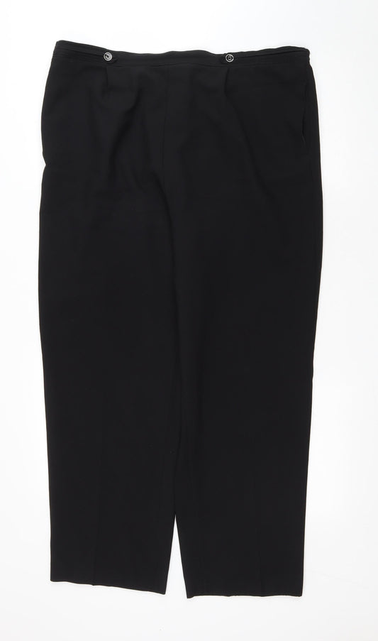 BM Womens Black Polyester Trousers Size 18 L27 in Regular Drawstring