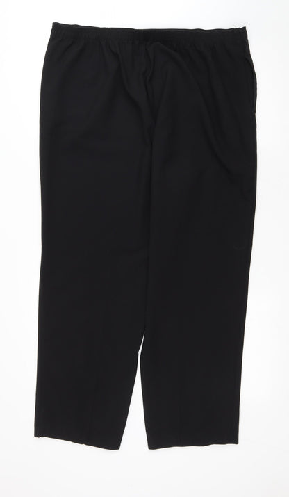 BM Womens Black Polyester Trousers Size 18 L27 in Regular Drawstring