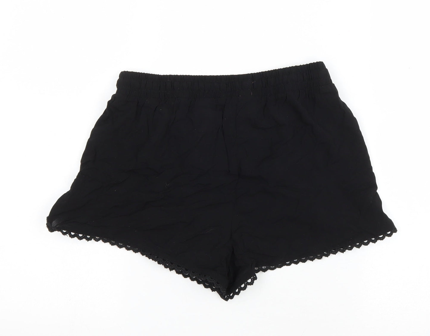 Primark Womens Black Viscose Hot Pants Shorts Size 8 L3 in Regular Drawstring