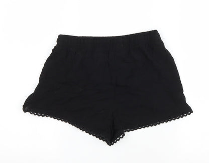 Primark Womens Black Viscose Hot Pants Shorts Size 8 L3 in Regular Drawstring