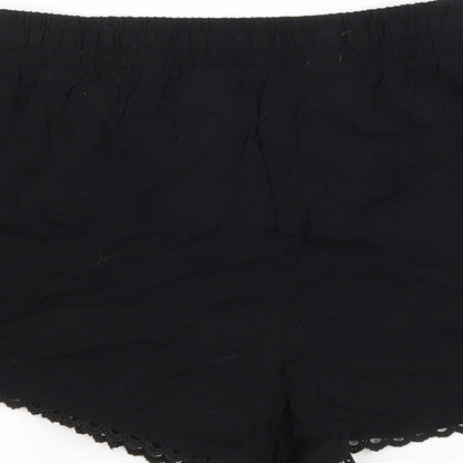 Primark Womens Black Viscose Hot Pants Shorts Size 8 L3 in Regular Drawstring