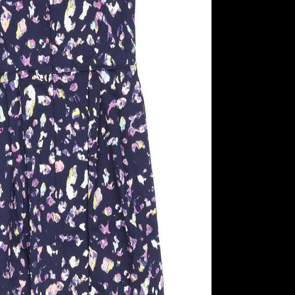 Coast Womens Blue Geometric Cotton Pencil Dress Size 8 Boat Neck Zip