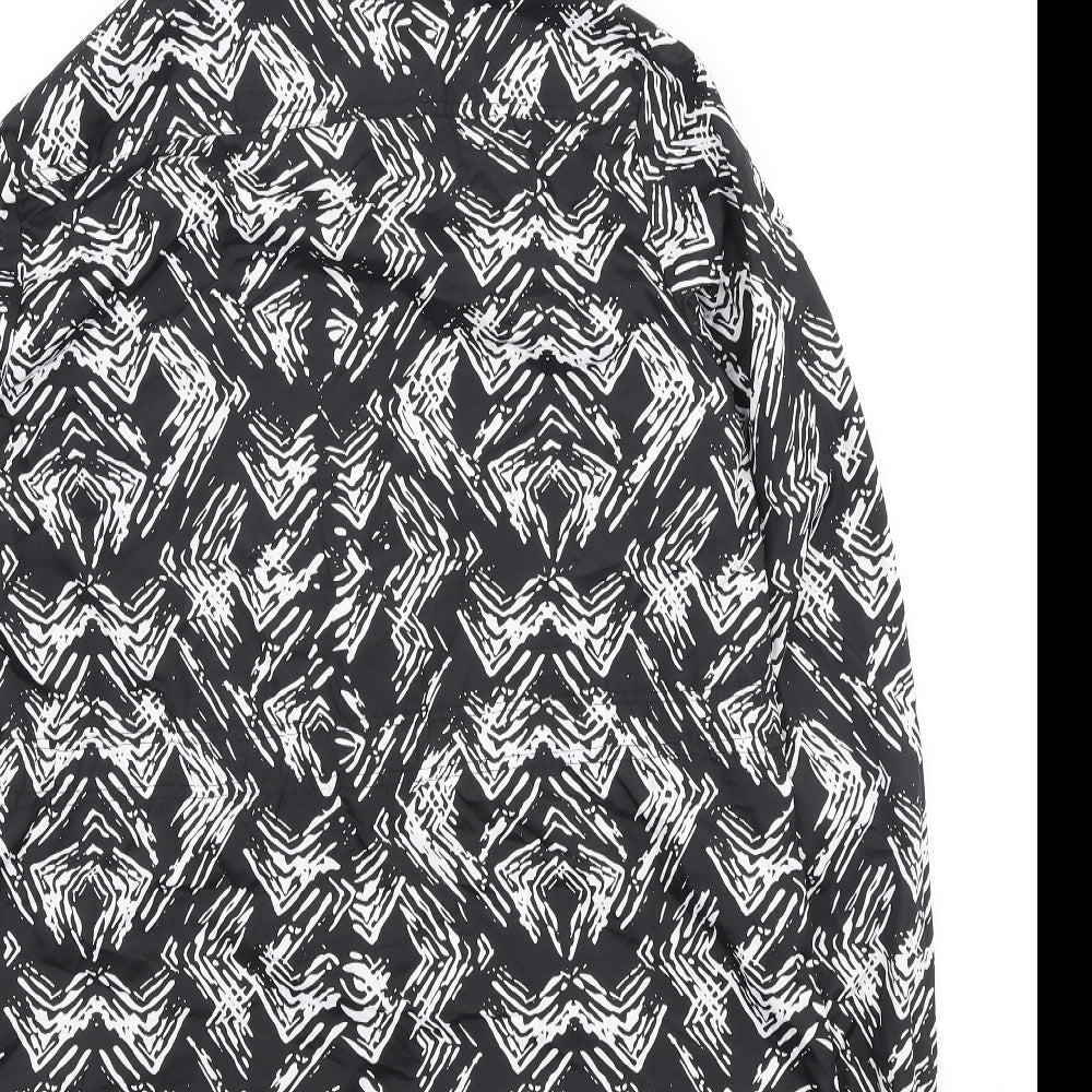 Papaya Womens Black Geometric Anorak Coat Size 12 Zip