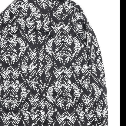 Papaya Womens Black Geometric Anorak Coat Size 12 Zip