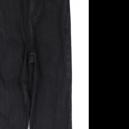 F&F Womens Black Polyester Straight Jeans Size 8 L28 in Regular Zip