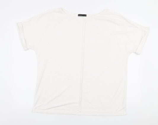 SheIn Womens White Polyester Basic T-Shirt Size XL Round Neck