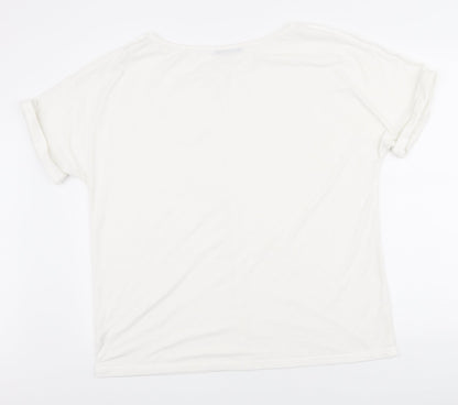 SheIn Womens White Polyester Basic T-Shirt Size XL Round Neck