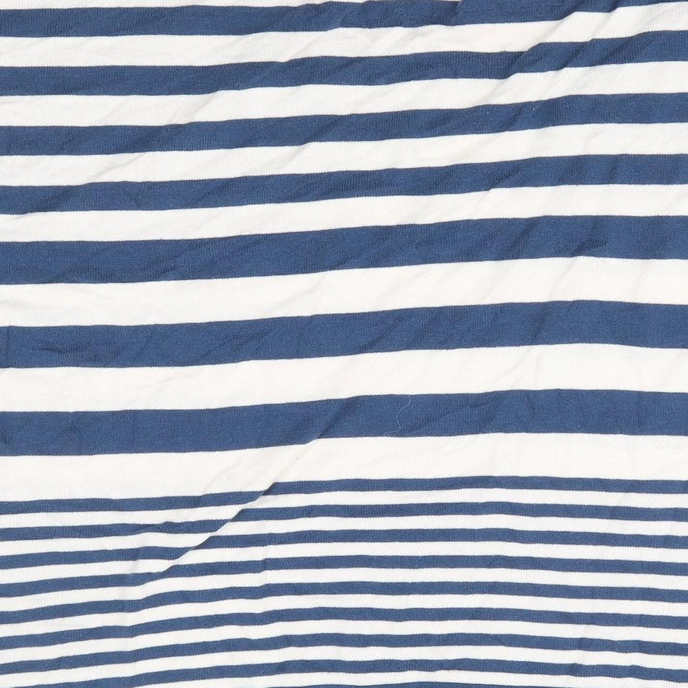 Olive and Olivia Womens Blue Round Neck Striped 100% Cotton Pullover Jumper Size XL