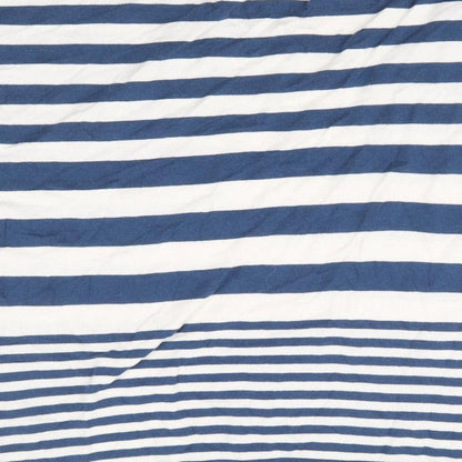 Olive and Olivia Womens Blue Round Neck Striped 100% Cotton Pullover Jumper Size XL