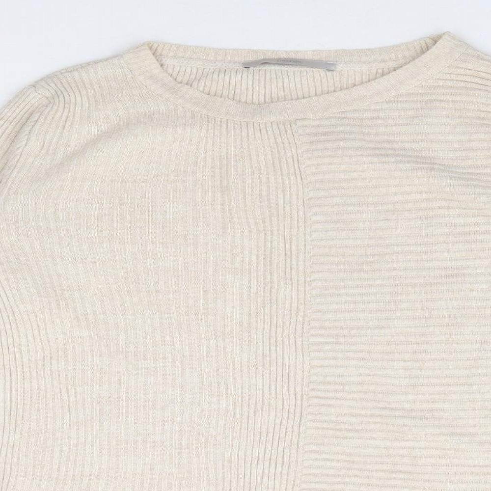 George Womens Beige Round Neck Acrylic Pullover Jumper Size 12 - Bell Sleeve