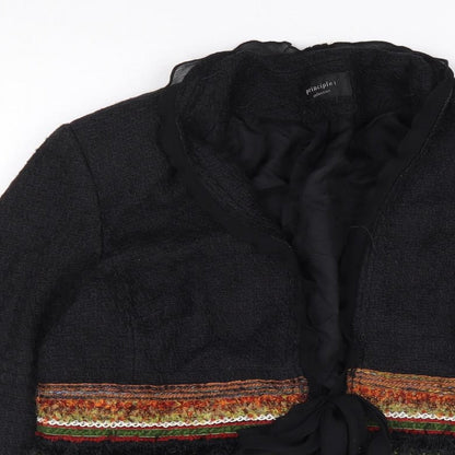 Principles Womens Black Jacket Size 16 Tie