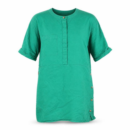 Warehouse Womens Green Viscose Shift Size 12 Round Neck Button