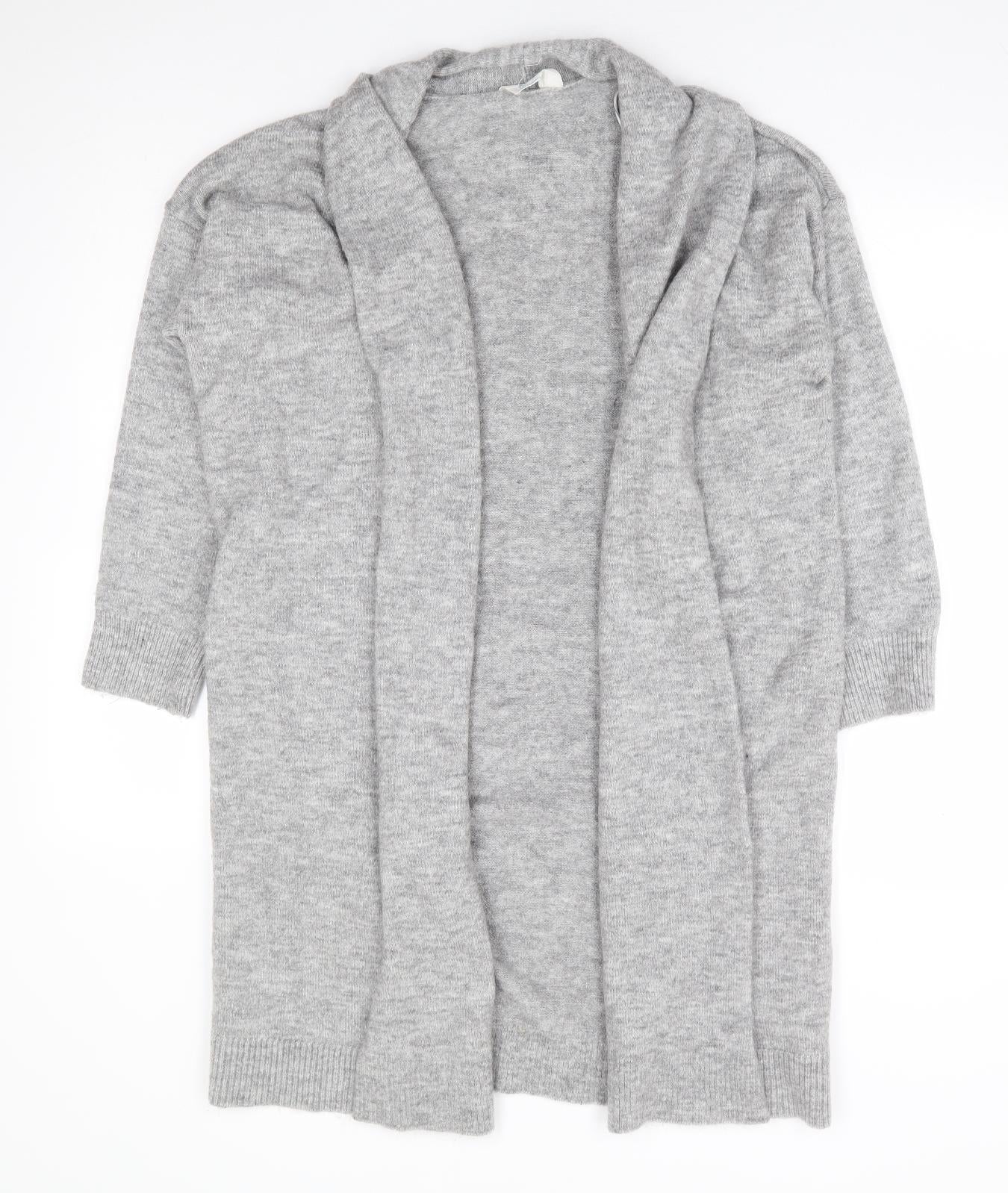 Primark Womens Grey V-Neck Acrylic Cardigan Jumper Size 10