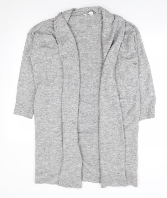 Primark Womens Grey V-Neck Acrylic Cardigan Jumper Size 10