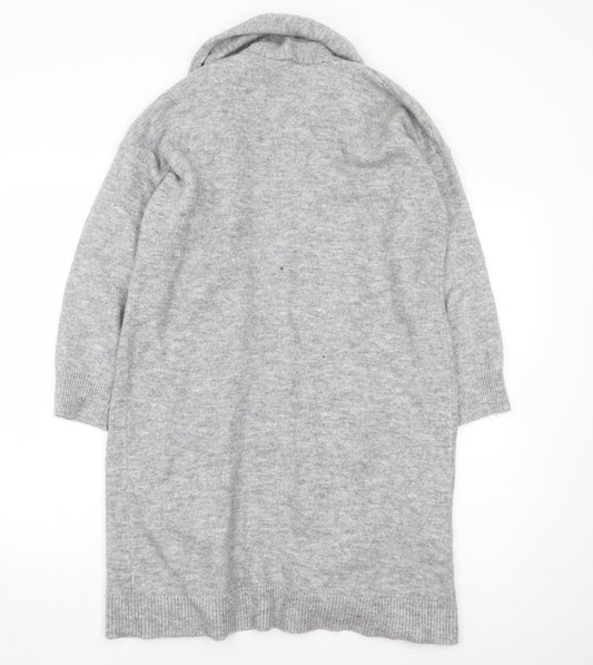 Primark Womens Grey V-Neck Acrylic Cardigan Jumper Size 10