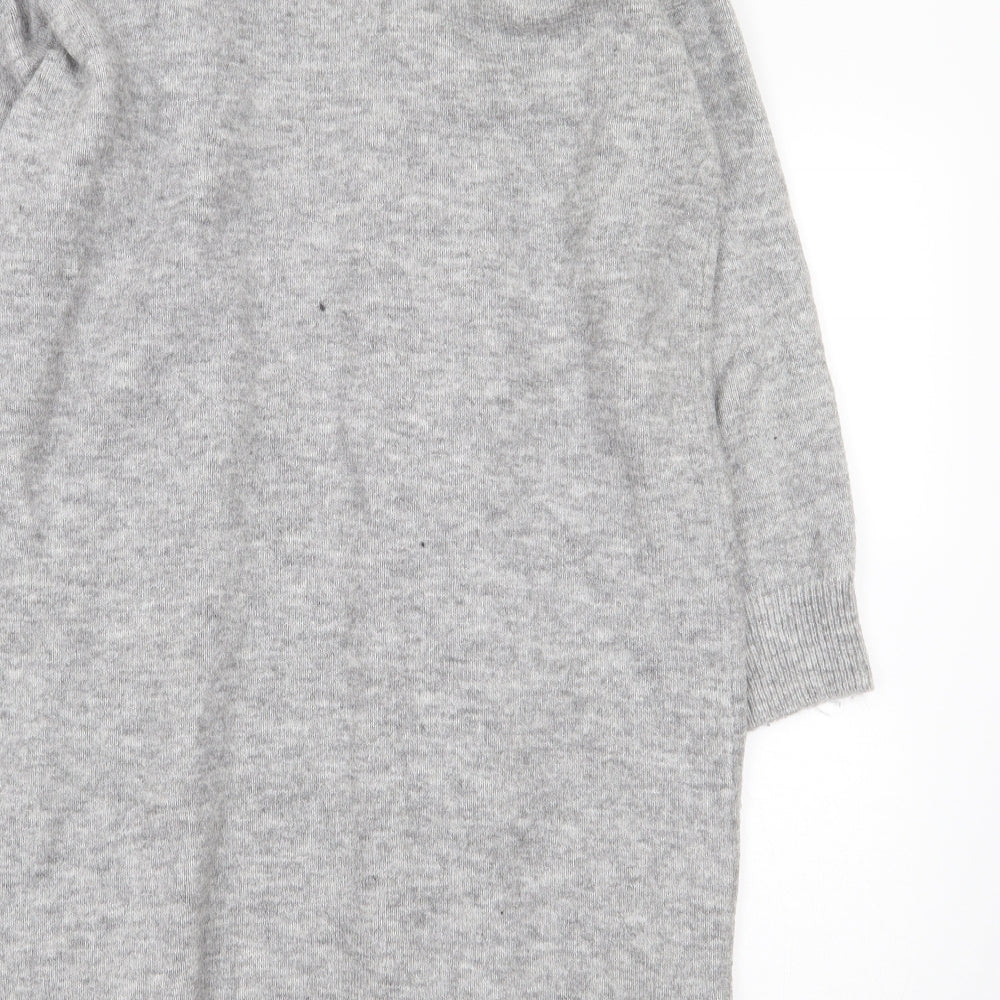 Primark Womens Grey V-Neck Acrylic Cardigan Jumper Size 10