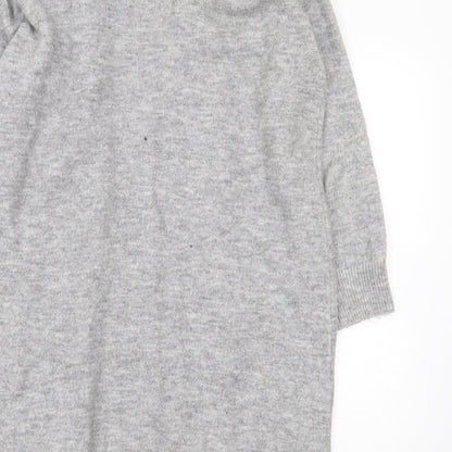 Primark Womens Grey V-Neck Acrylic Cardigan Jumper Size 10