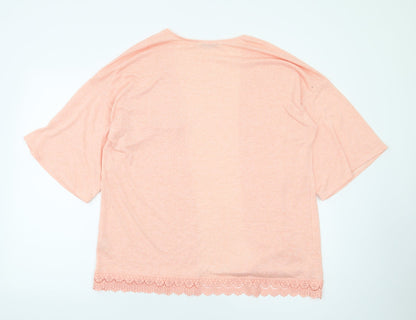 George Womens Orange Kimono Jacket Size 16 - Crochet Trim