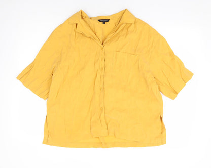 Womens UK Size 12 Peacocks Yellow Basic Button-Up