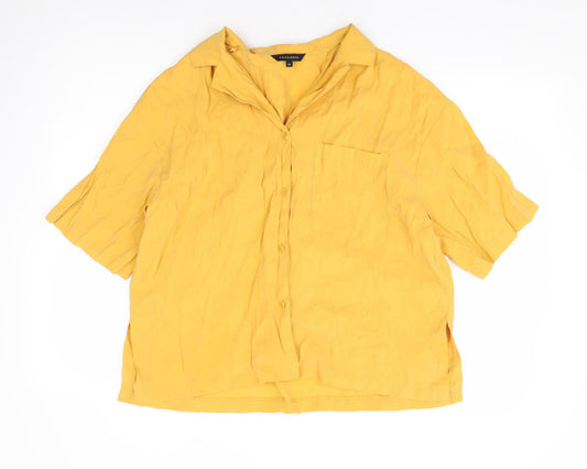 Womens UK Size 12 Peacocks Yellow Basic Button-Up