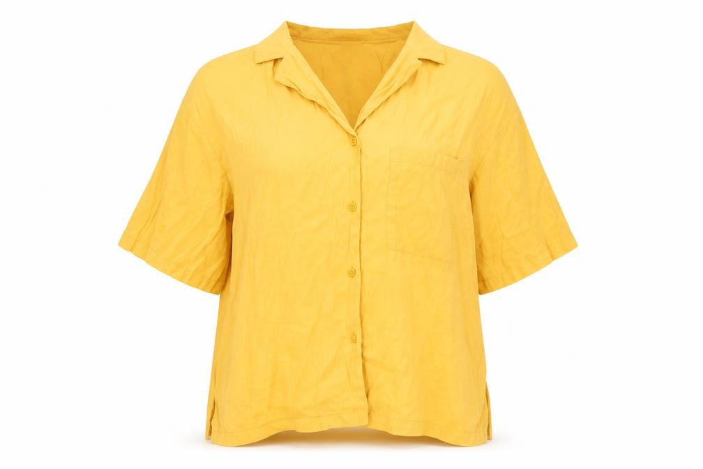 Womens UK Size 12 Peacocks Yellow Basic Button-Up