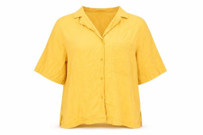 Womens UK Size 12 Peacocks Yellow Basic Button-Up