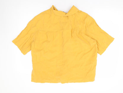 Womens UK Size 12 Peacocks Yellow Basic Button-Up