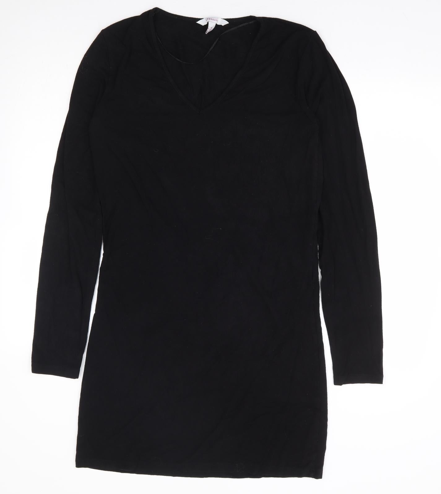 LTS Basics Womens Black Polyester A-Line Size M V-Neck Pullover