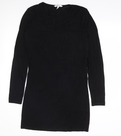 LTS Basics Womens Black Polyester A-Line Size M V-Neck Pullover