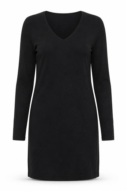 LTS Basics Womens Black Polyester A-Line Size M V-Neck Pullover