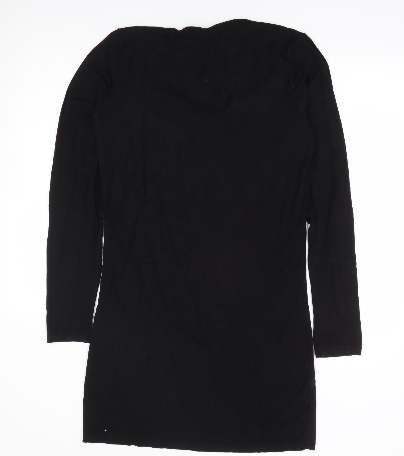 LTS Basics Womens Black Polyester A-Line Size M V-Neck Pullover